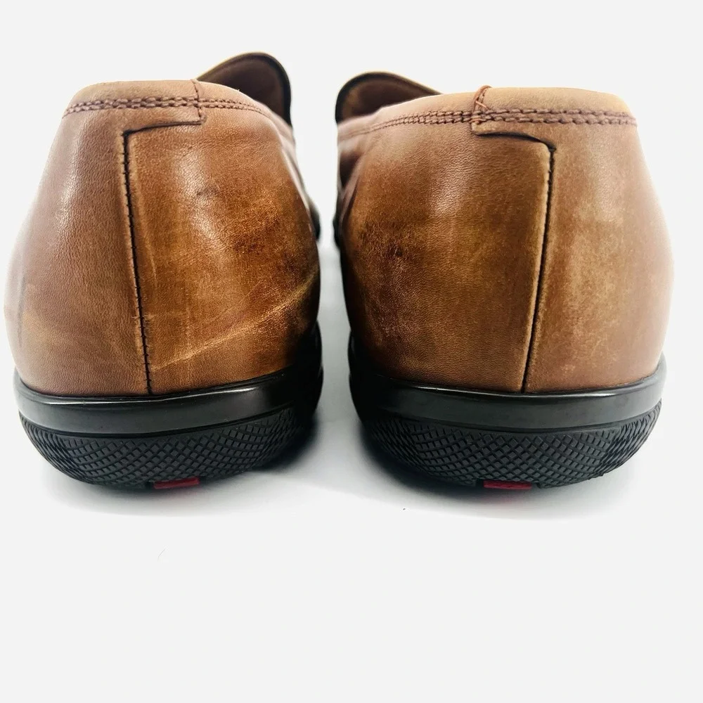 Prada Men's Brown‎ Leather Loafers Shoes Size 7.5 Y2K Era Rubber Sole Italy
